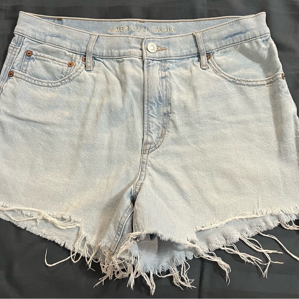 American Eagle Outfitters Light Blue Distressed Denim Cutoff Shorts